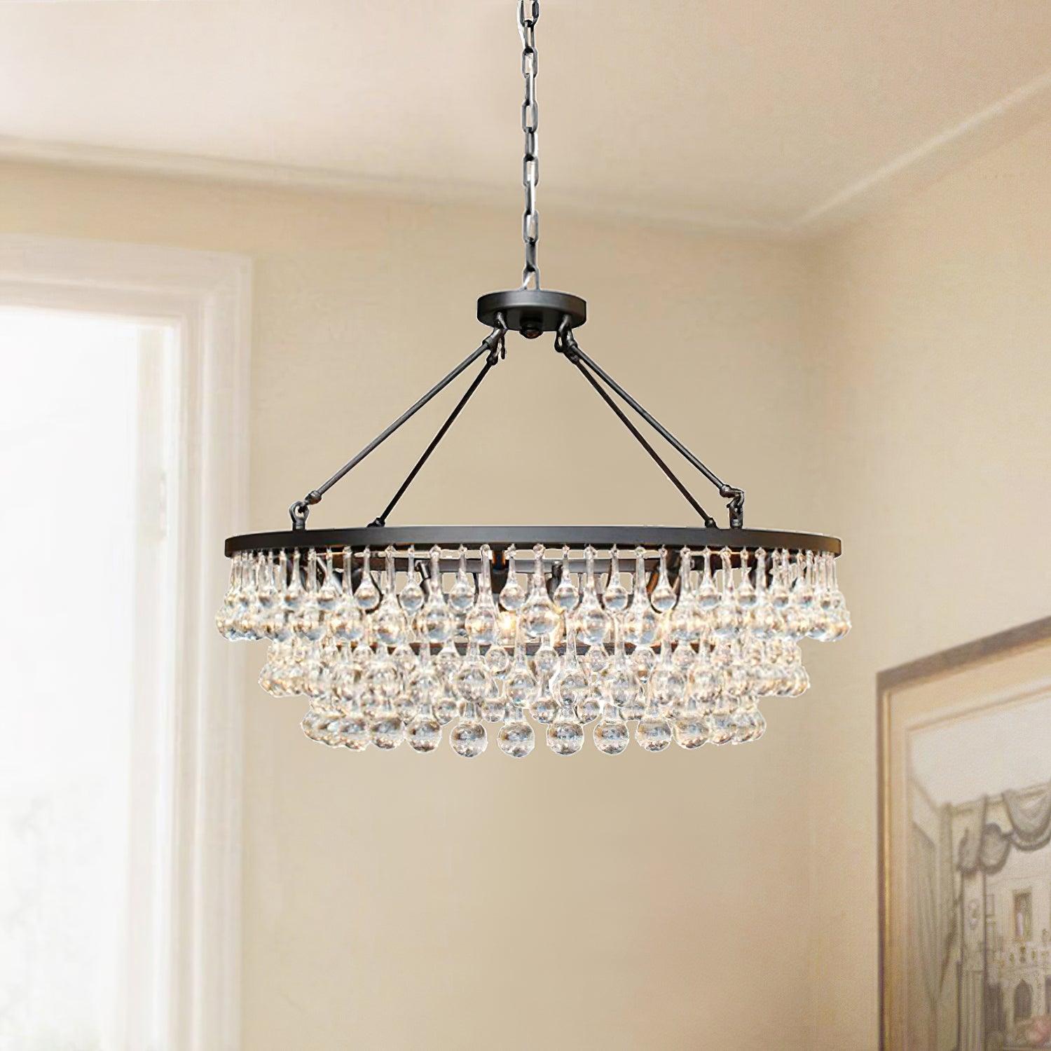 Avelis Postmodern Luxury Unique Tiered Crystal Chandelier - Blowlighting