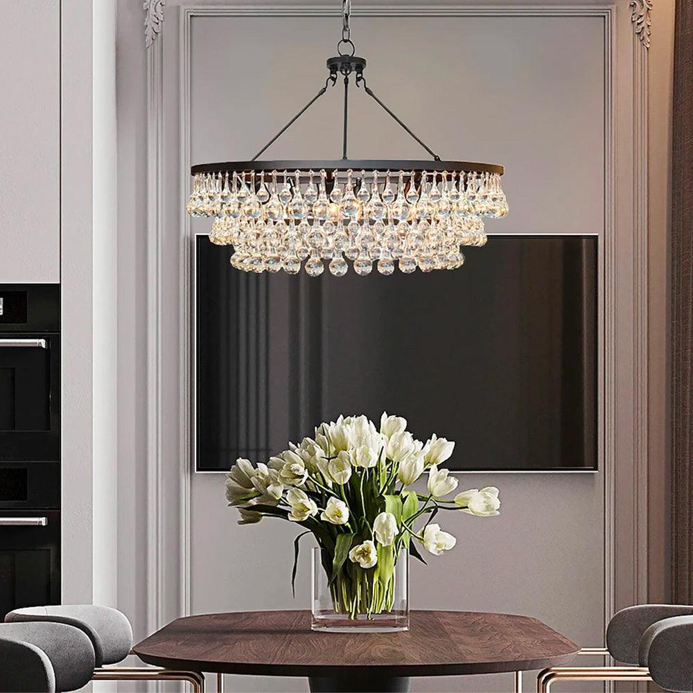 Avelis Postmodern Luxury Unique Tiered Crystal Chandelier - Blowlighting