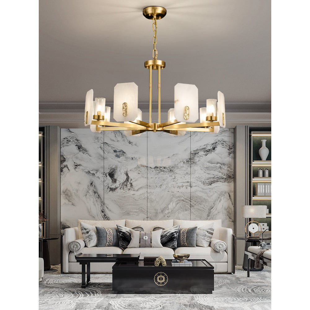Aursorion Lustre Laiton Albâtre Luxe Postmoderne - Neutralighting