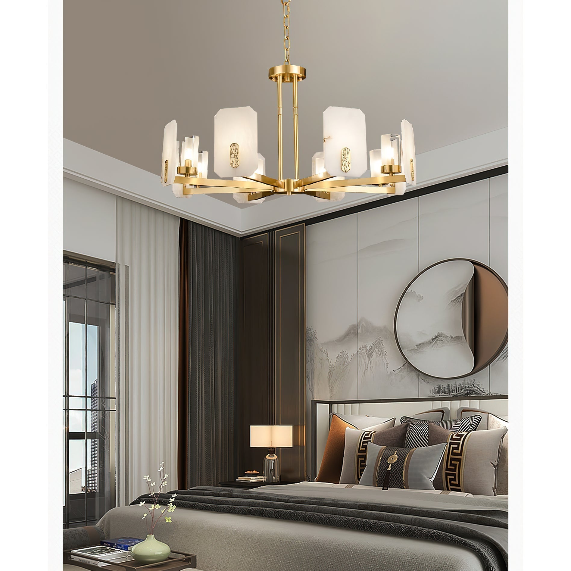 Aursorion Lustre Laiton Albâtre Luxe Postmoderne - Neutralighting