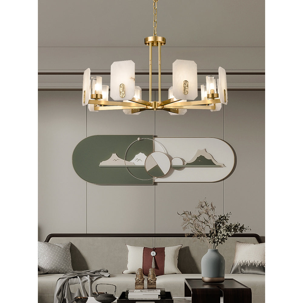 Aursorion Lustre Laiton Albâtre Luxe Postmoderne - Neutralighting