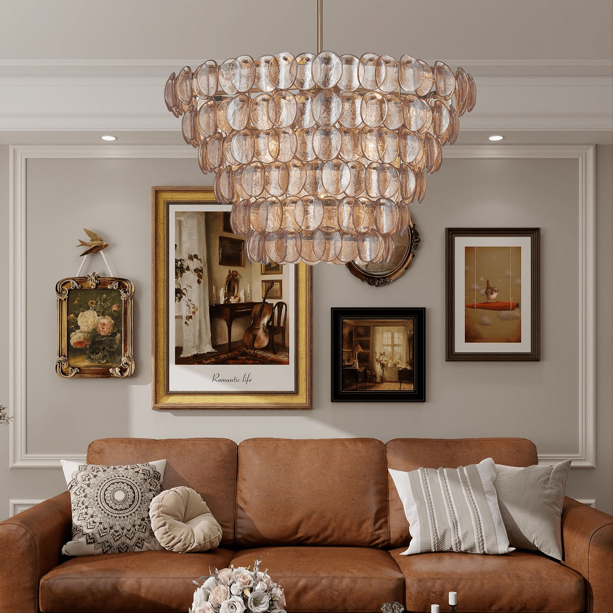 Aurora Chandelier Luxueux en Verre et Laiton - Neutralighting