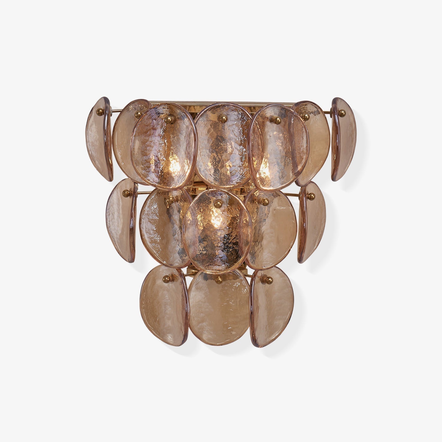 Aurora Wall Lamp Amber Glass Disc Fish Scale Brass - Letslighting