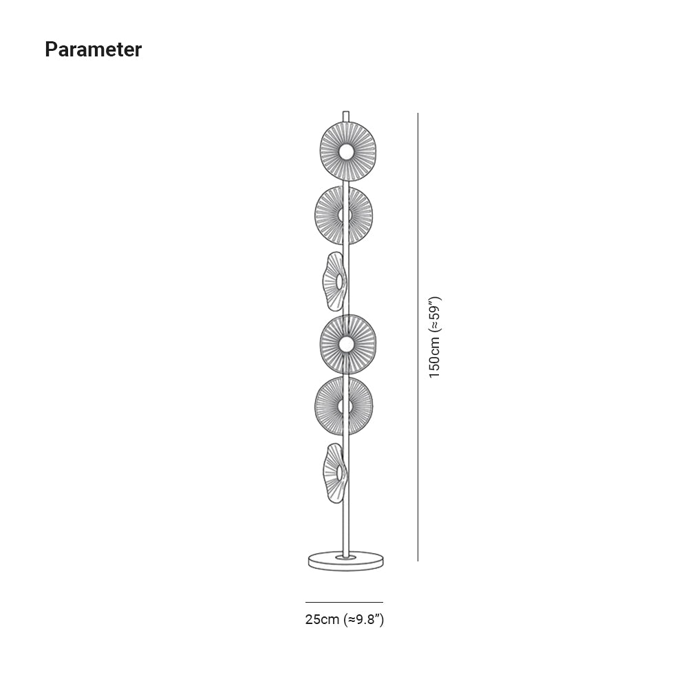 Arisha Lampadaire Rond Moderne, Métal/Acrylique, Blanc/Doré, Salon - Neutralighting