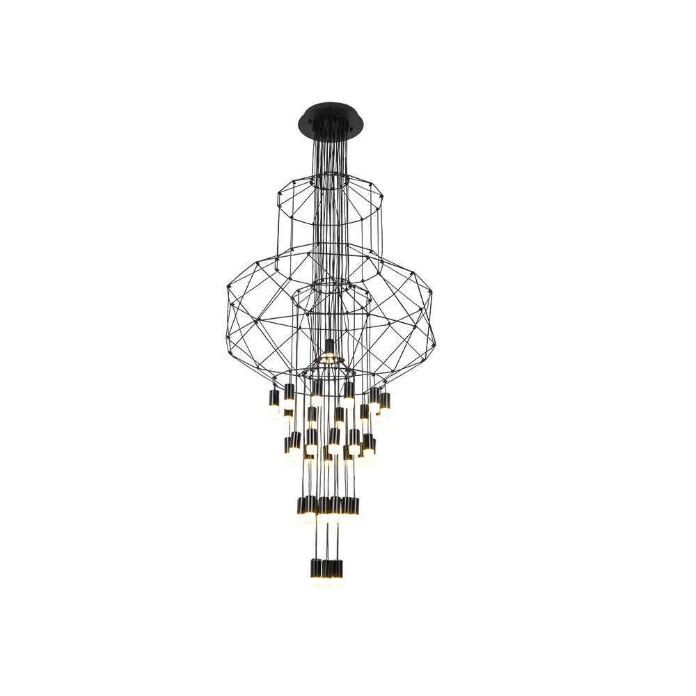 Lustra Chandelier Lignes Noir Structure Métallique LED - Neutralighting