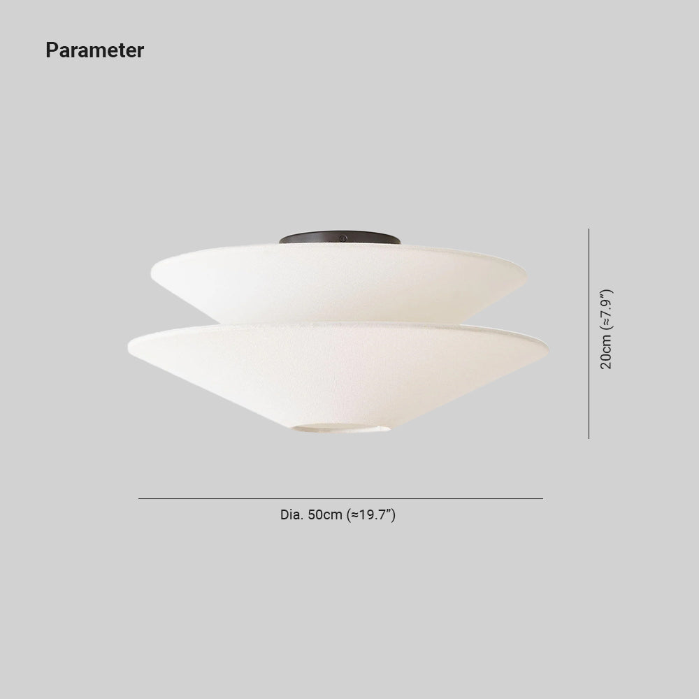 Lina Plafonnier design en tissu à double cône