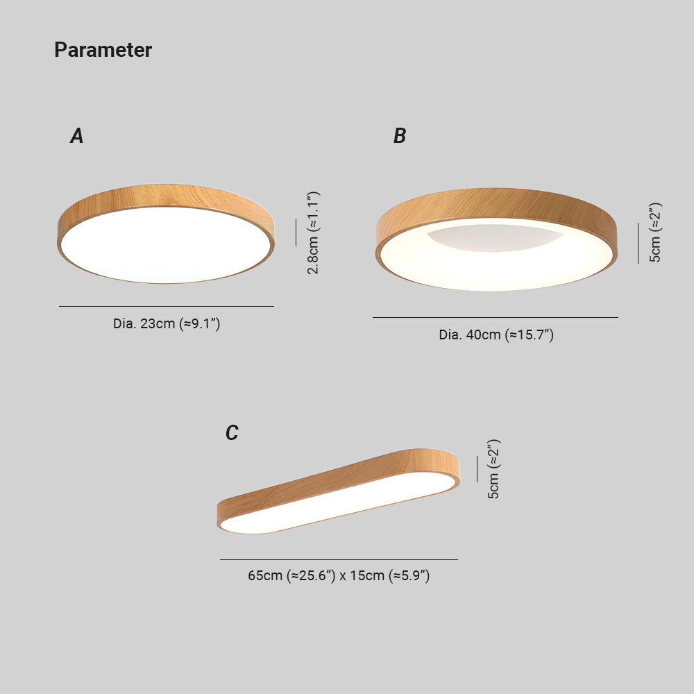 Eliriel Lampe Plafonnier Ronde Minimaliste en Bois
