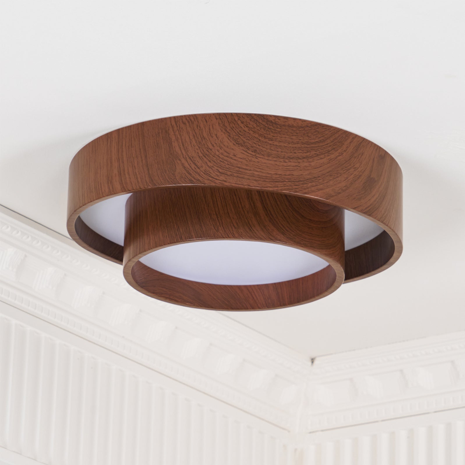 Wavin Plafonnier Double Anneaux Couleur Noyer