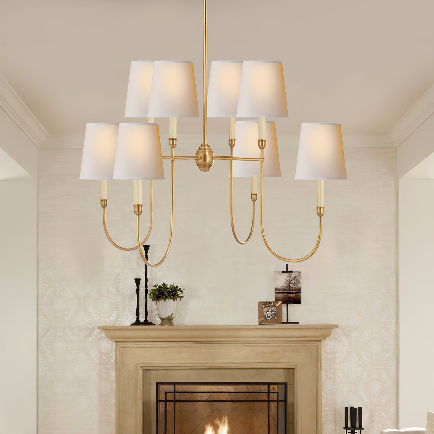 Talia Lustre de Luxe en Laiton et Tissu - Neutralighting