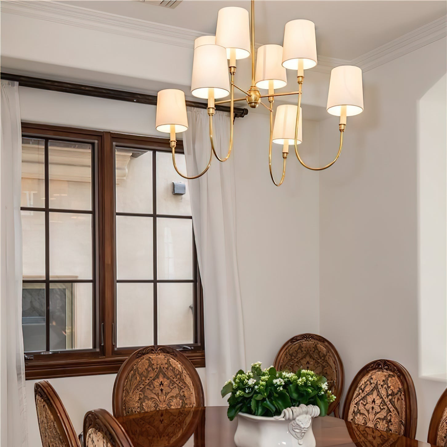 Talia Lustre de Luxe en Laiton et Tissu - Neutralighting