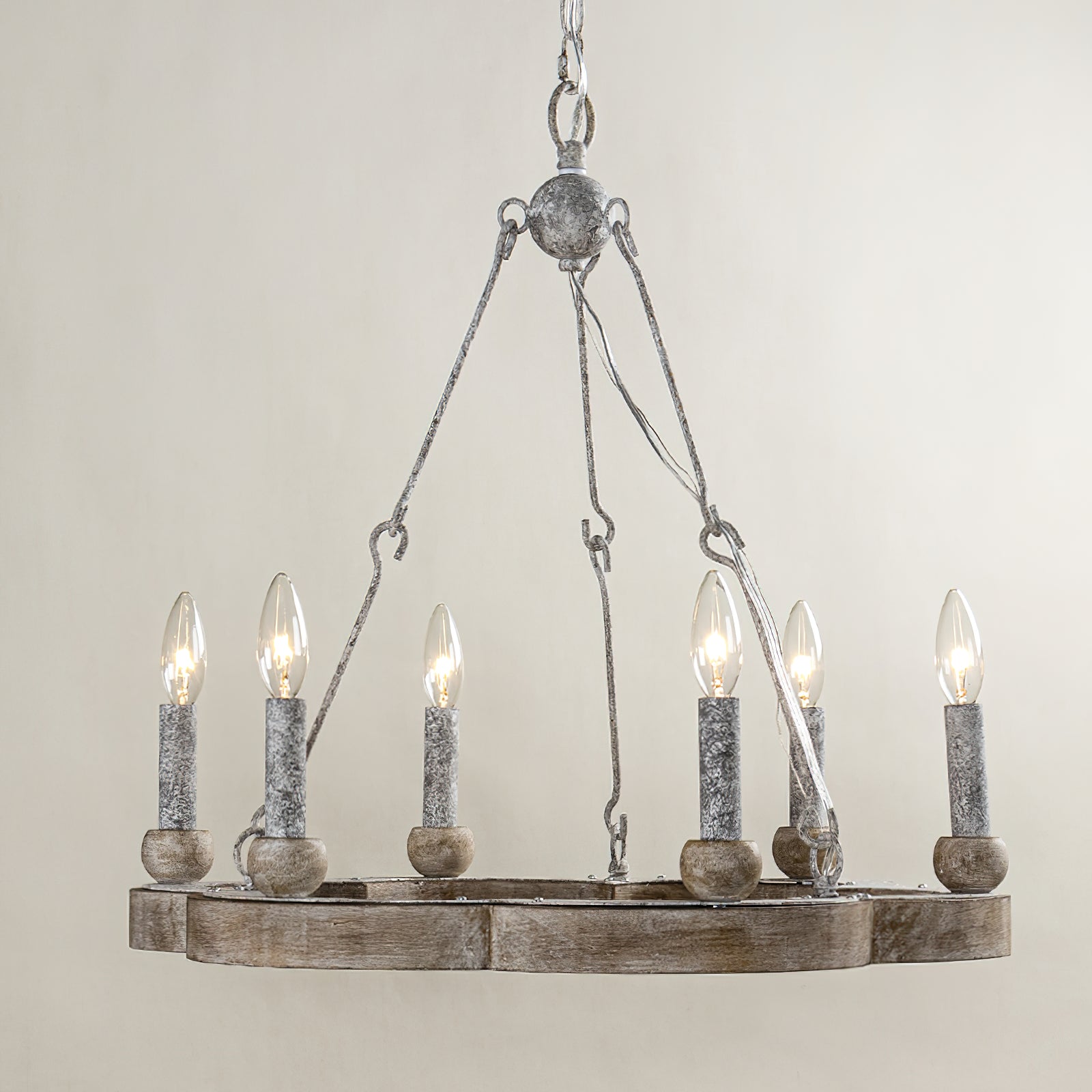 Mysilora Vintage Industrial Wheel Wood Metal Chandelier - Lamp Copper