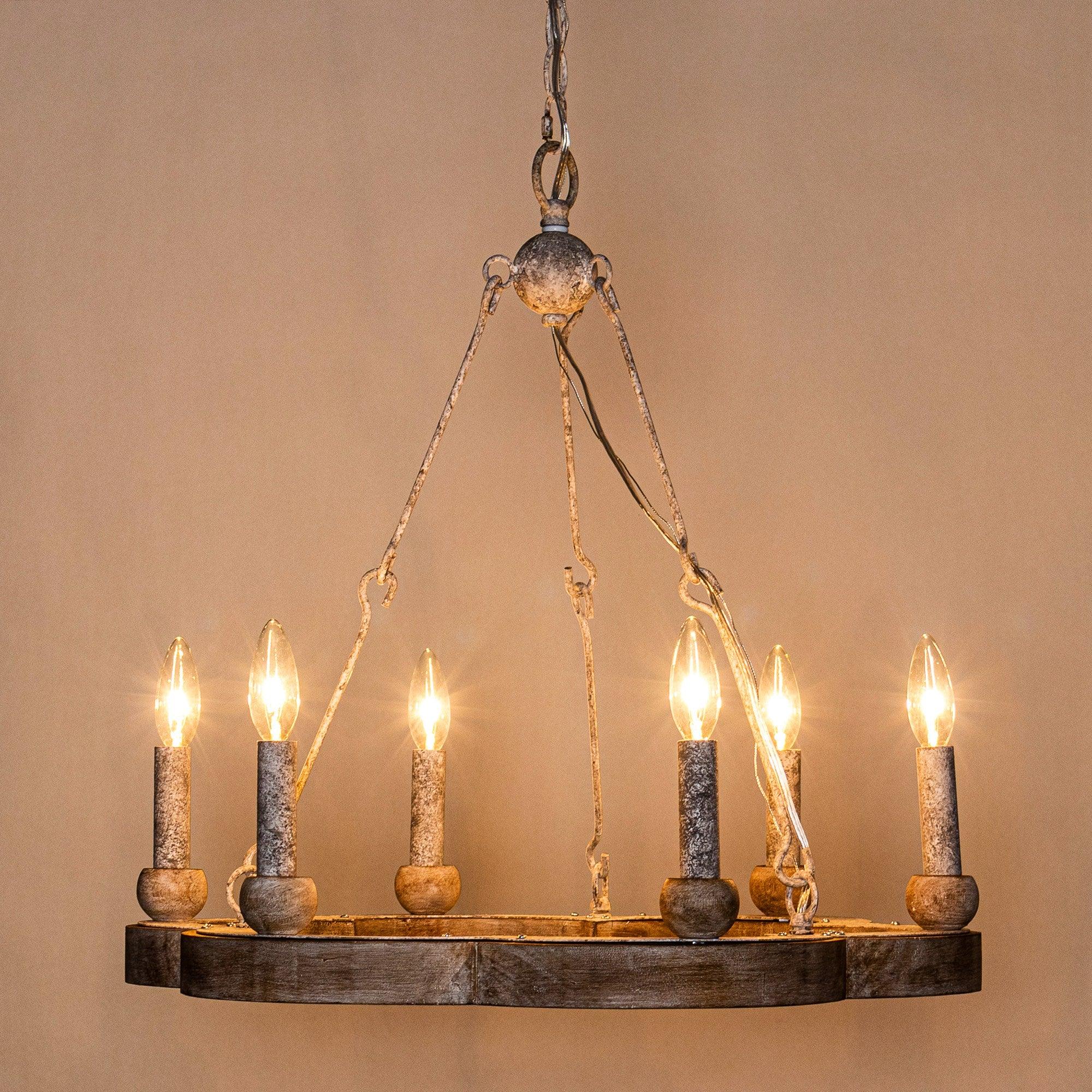 Mysilora Vintage Industrial Wheel Wood Metal Chandelier - Lamp Copper