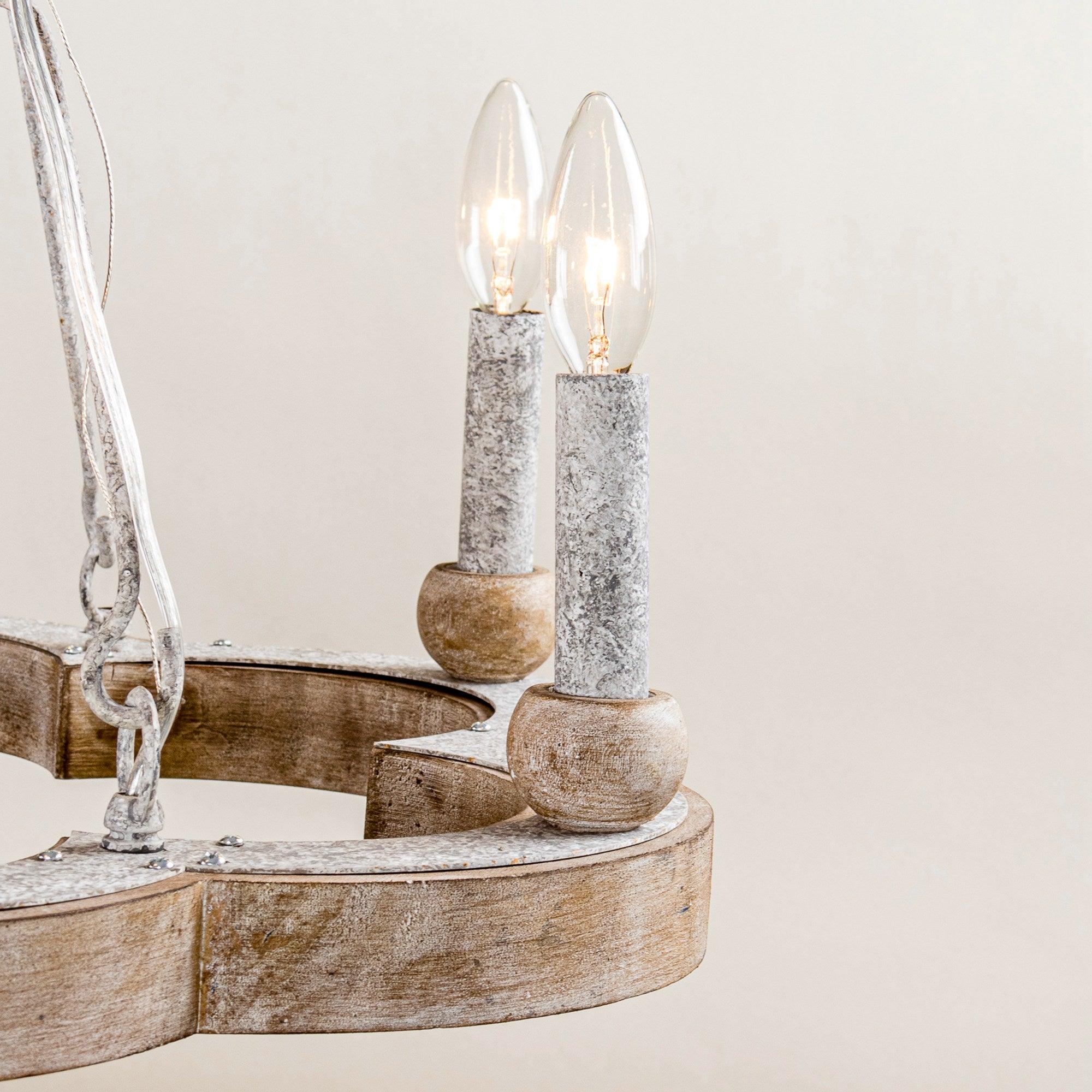 Mysilora Vintage Industrial Wheel Wood Metal Chandelier - Lamp Copper
