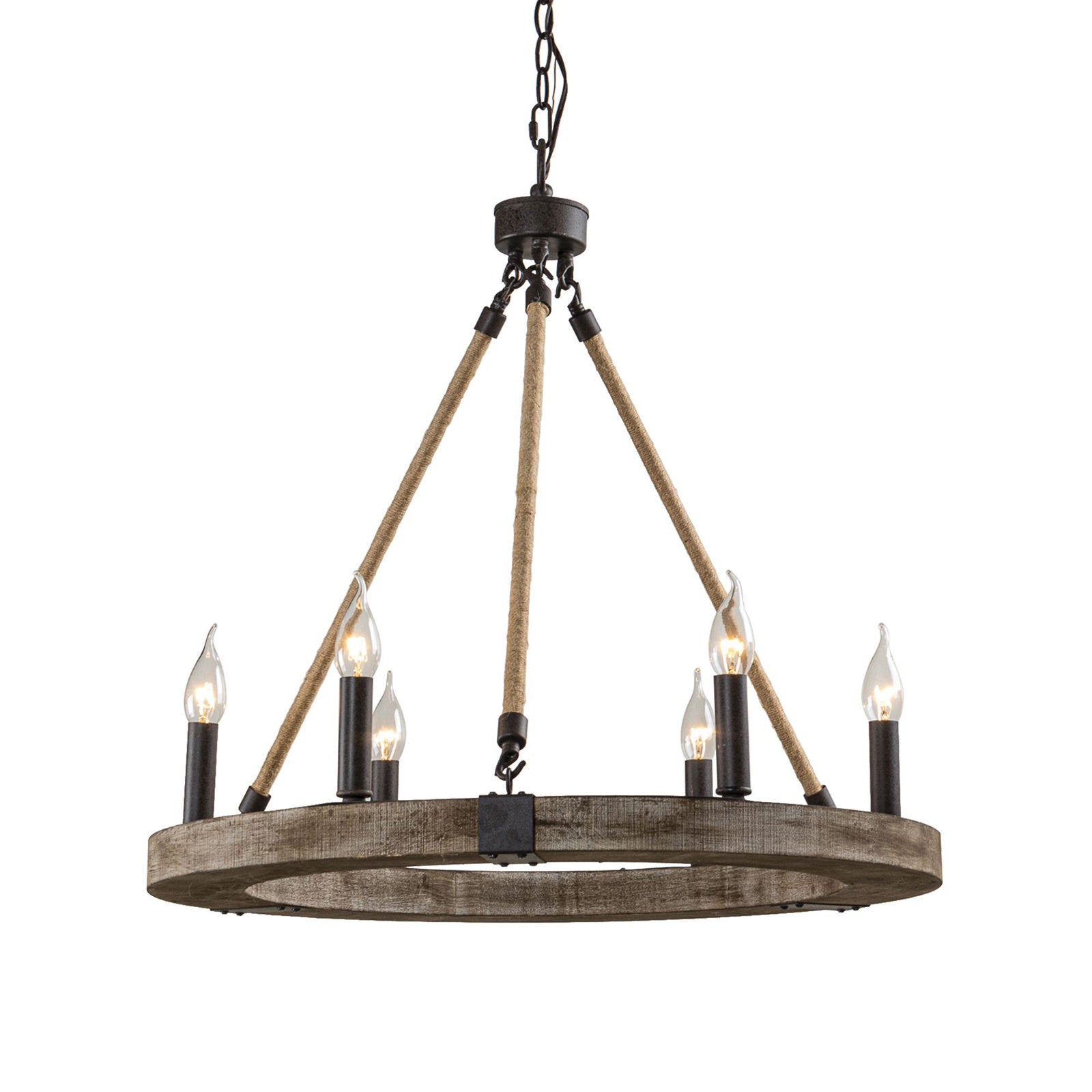 Mysilora Vintage Industrial Wheel Wood Metal Chandelier - Lamp Copper