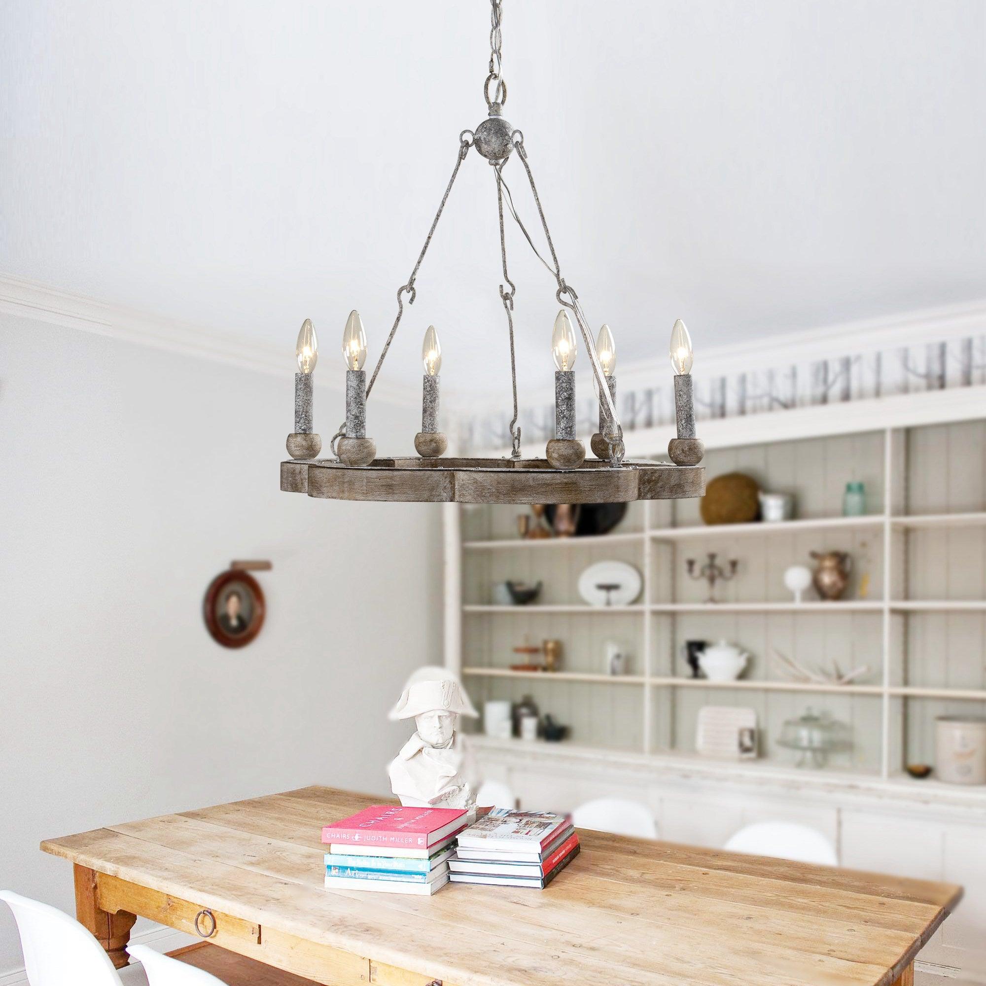 Mysilora Vintage Industrial Wheel Wood Metal Chandelier - Lamp Copper