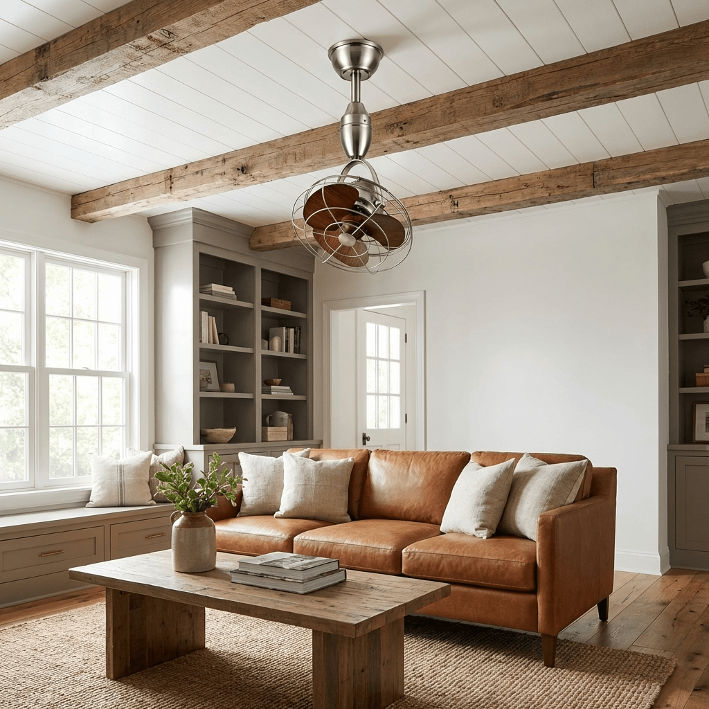 Ventilateur de plafond industriel classique Winston avec finition couleur Noyer