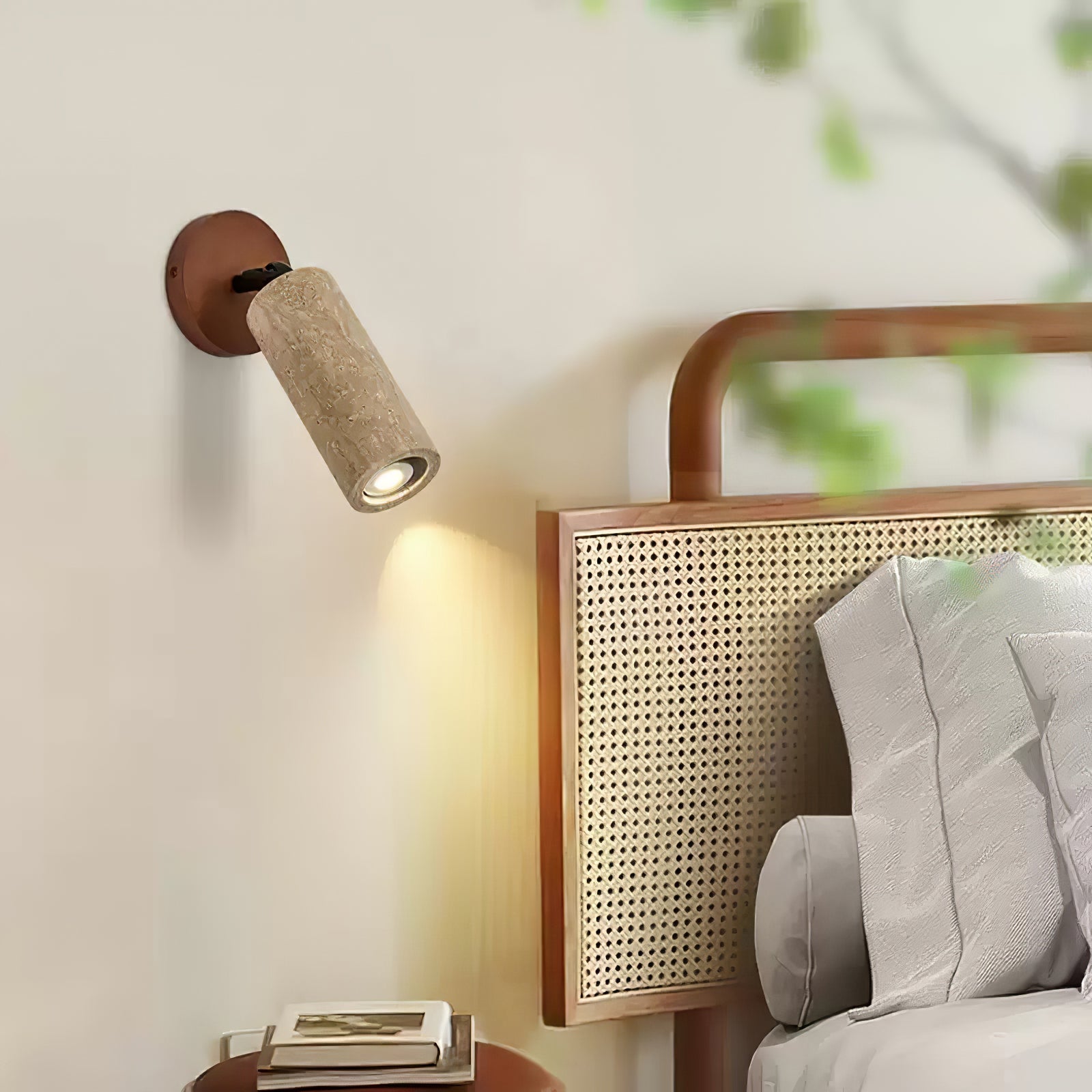 Cesilyra Swivel Cylinder Travertine Wall Light - Neutralighting