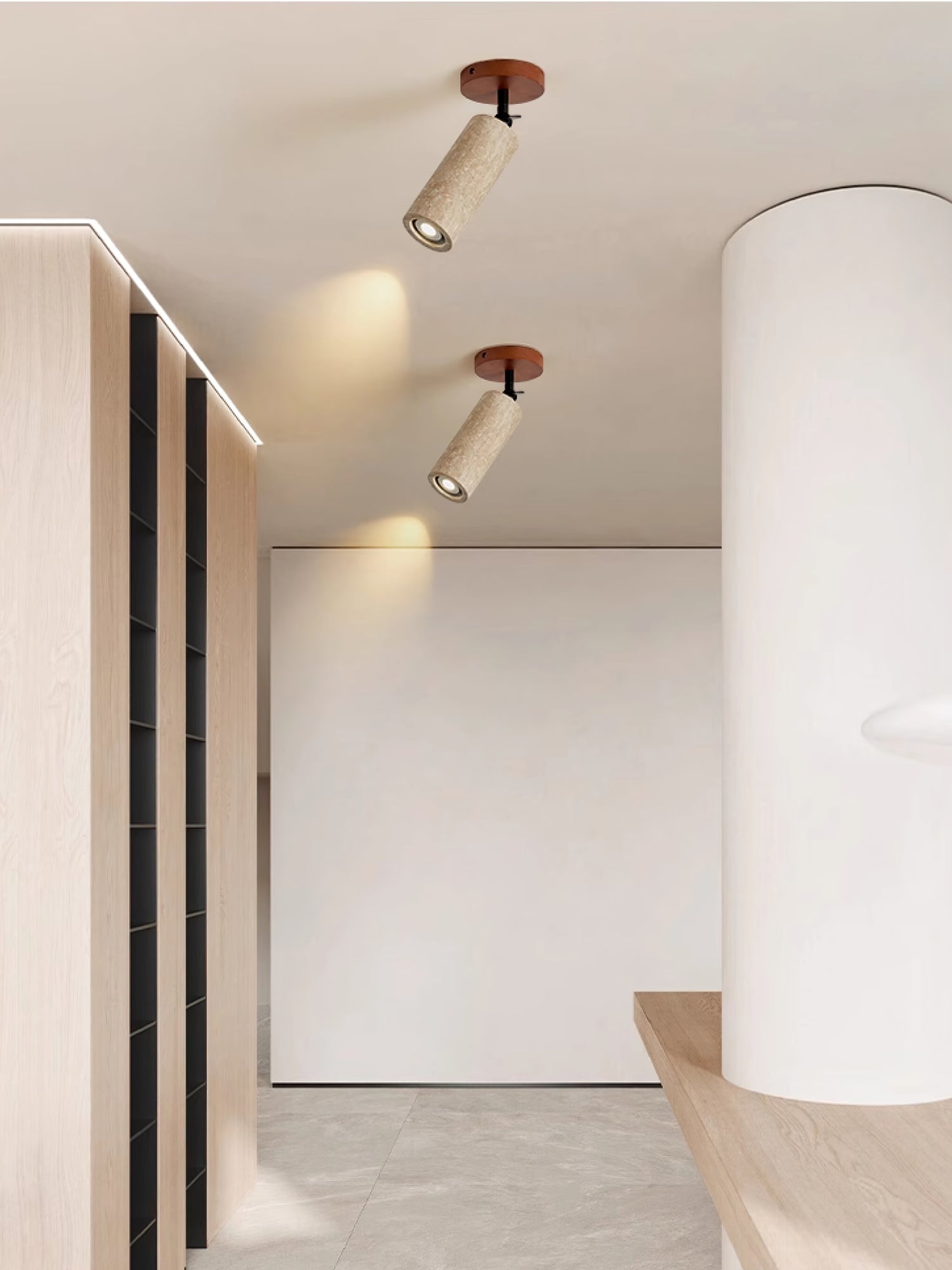 Zarinila Cylindrique-Tube Travertin Luminaire Mural - Neutralighting