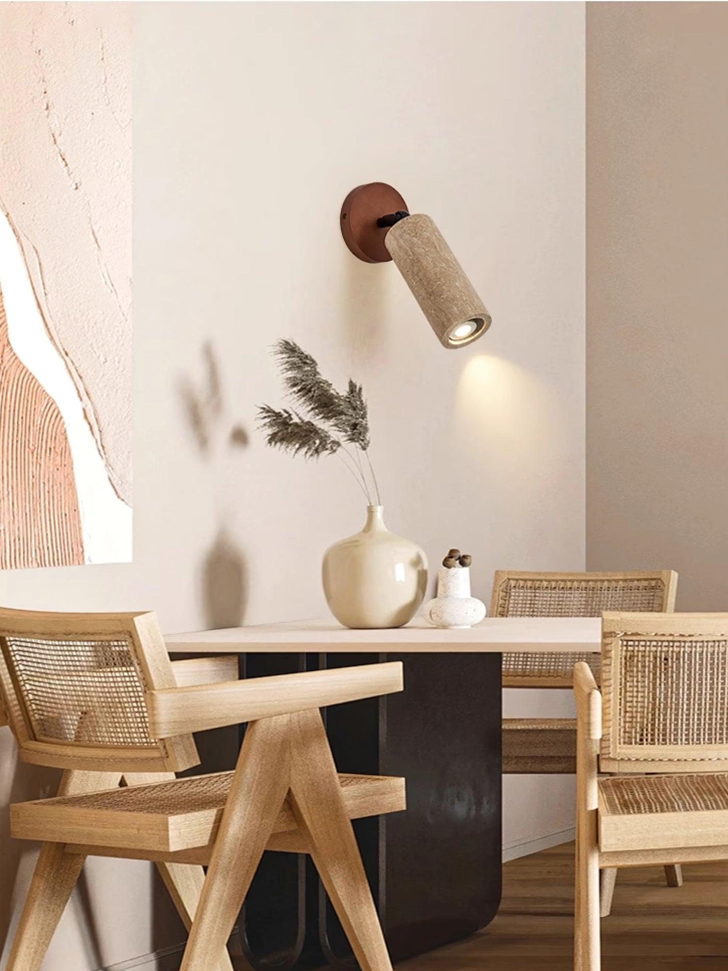 Cesilyra Swivel Cylinder Travertine Wall Light - Neutralighting