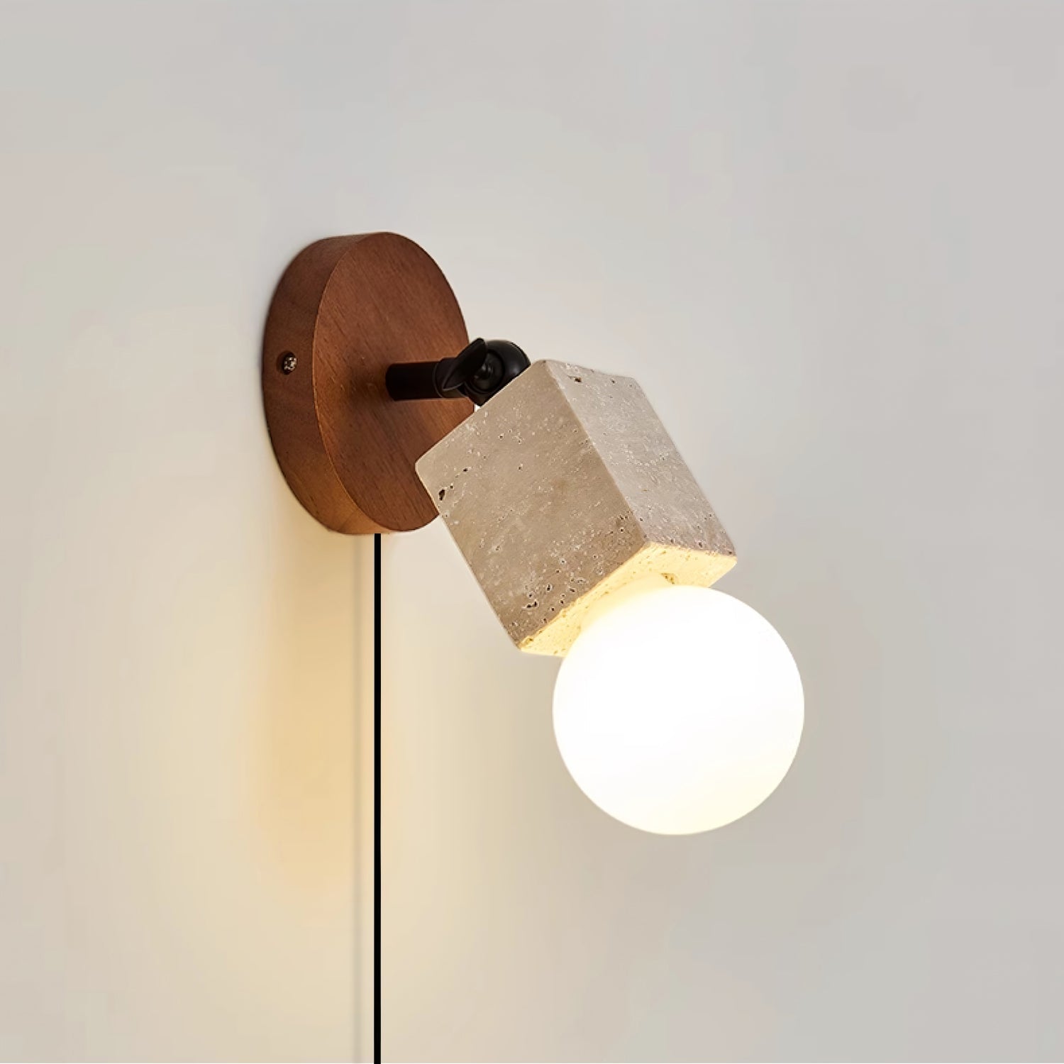 Cesilyra Swivel Cylinder Travertine Wall Light - Neutralighting