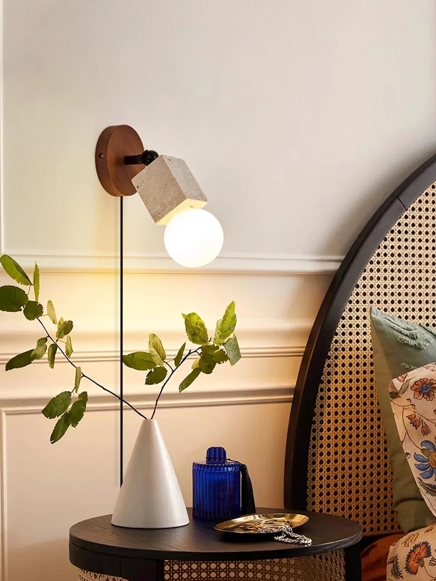 Cesilyra Swivel Cylinder Travertine Wall Light - Neutralighting