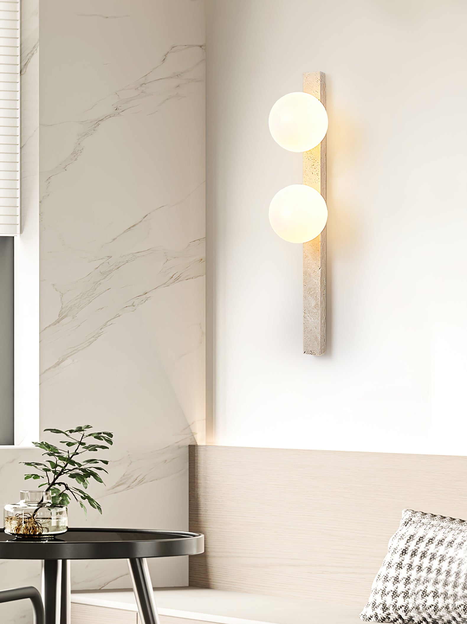 Zoshaira Applique Murale Minimaliste en Travertin - Neutralighting
