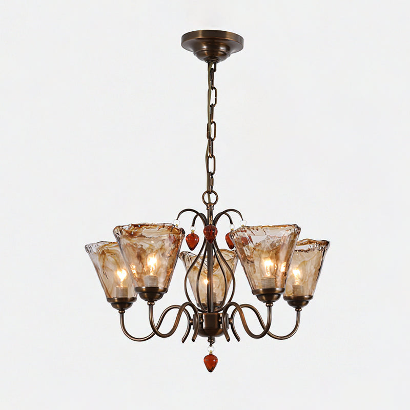 Evzorira Vintage Industrial Luxury Glass Crystal Chandelier - Lamp Copper