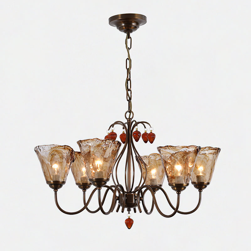 Evzorira Vintage Industrial Luxury Glass Crystal Chandelier - Lamp Copper