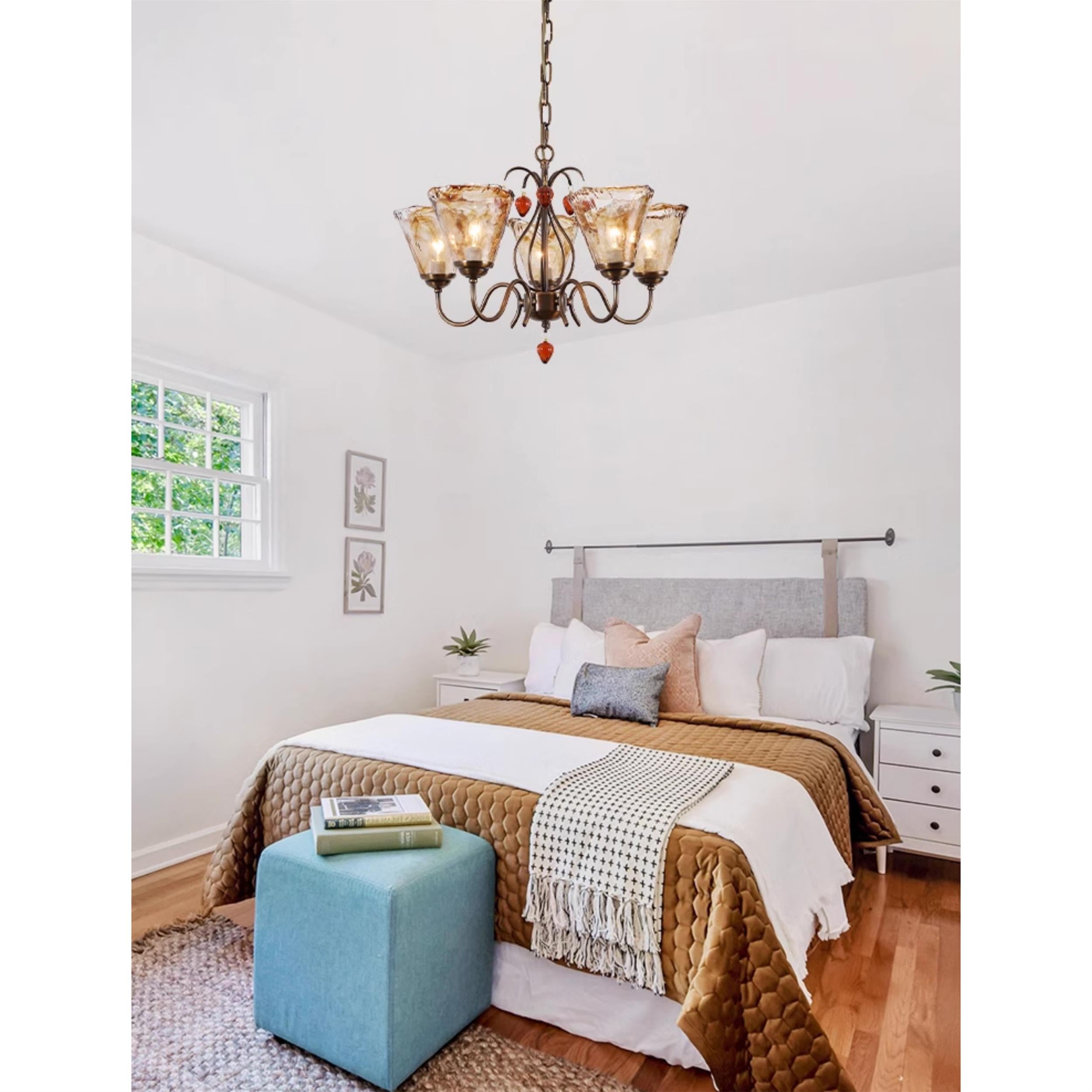 Evzorira Vintage Industrial Luxury Glass Crystal Chandelier - Lamp Copper