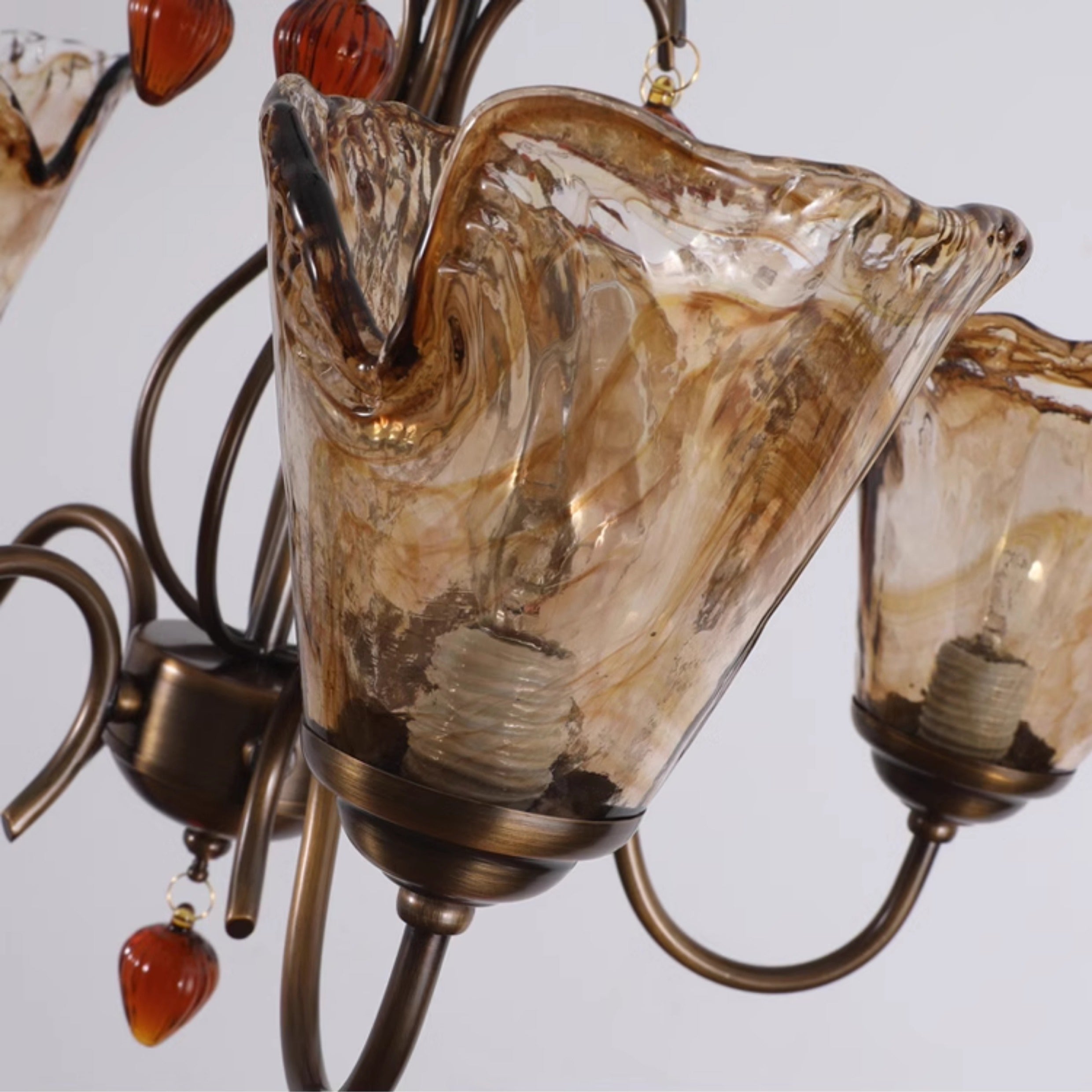 Evzorira Vintage Industrial Luxury Glass Crystal Chandelier - Lamp Copper
