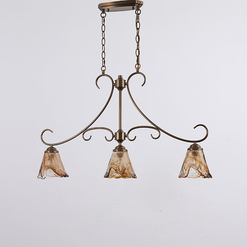 Aloror Vintage Industrial Island Brass Glass Pendant Lamp - Lamp Copper