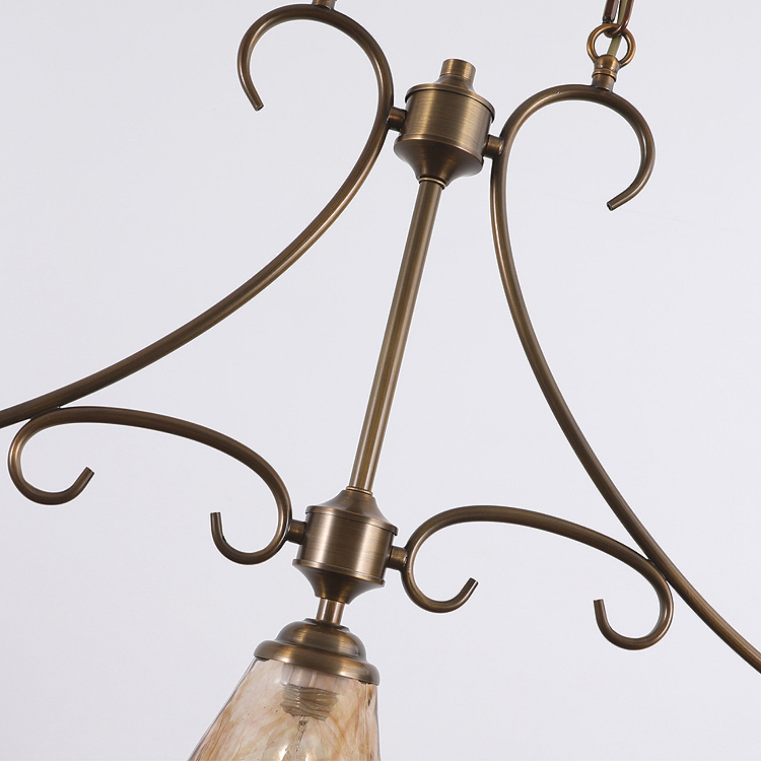 Aloror Vintage Industrial Island Brass Glass Pendant Lamp - Lamp Copper
