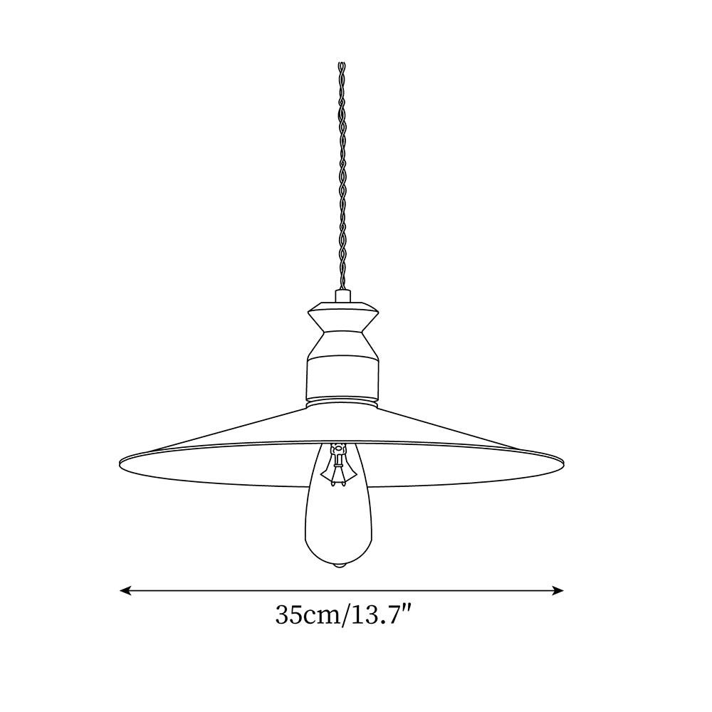 Pendant Lamp Scalloped Brass Shade Walnut Wood Vintage - Letslighting