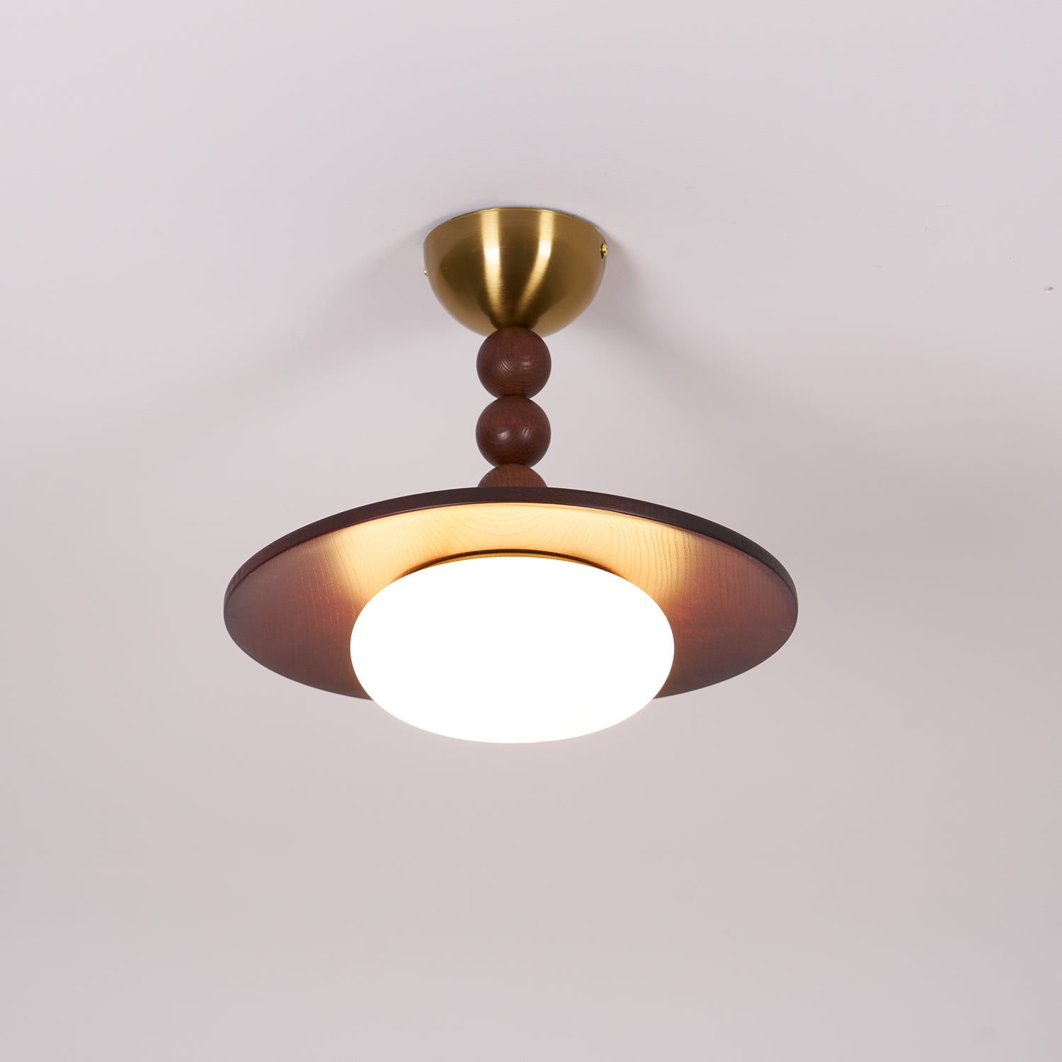 Yeste Plafonnier couleur noyer et imitation albâtre blanche