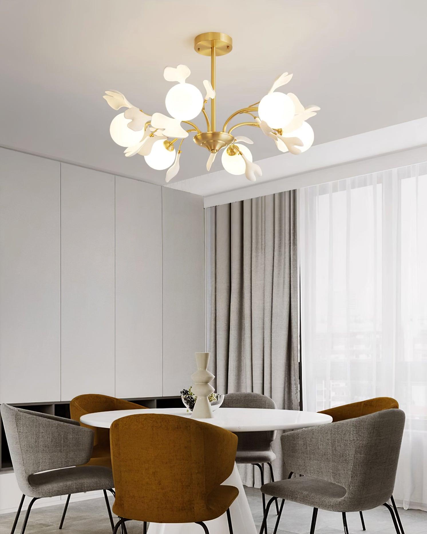 Gleam Chandelier en Verre Feuille de Ginkgo - Neutralighting