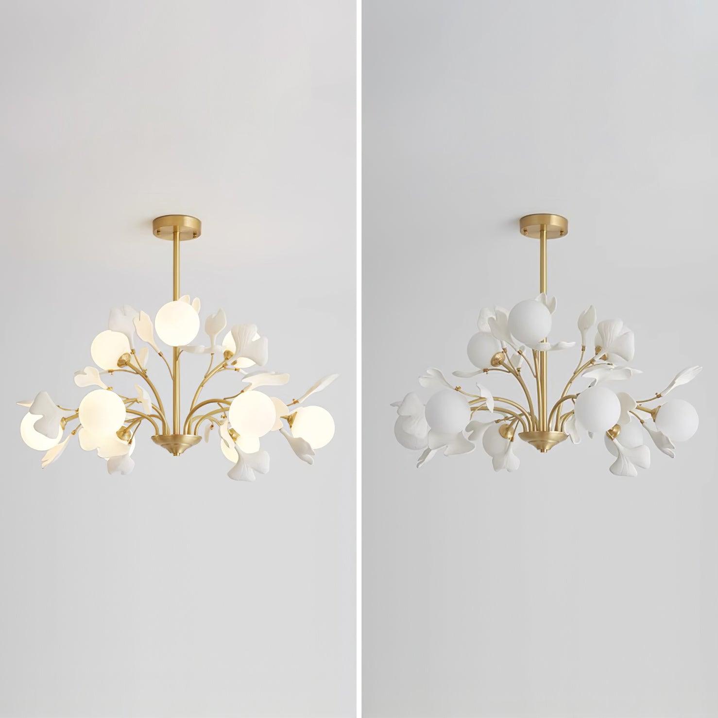 Gleam Chandelier en Verre Feuille de Ginkgo - Neutralighting