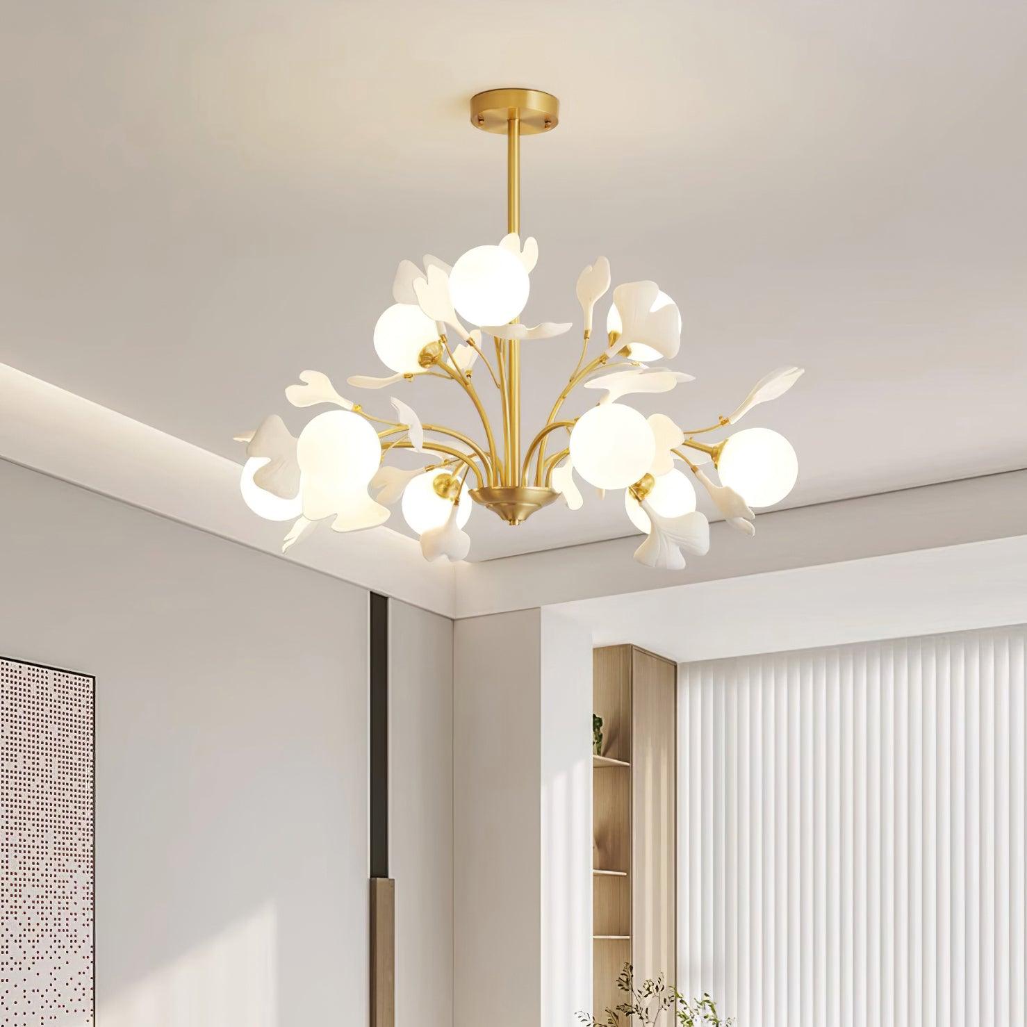 Gleam Chandelier en Verre Feuille de Ginkgo - Neutralighting