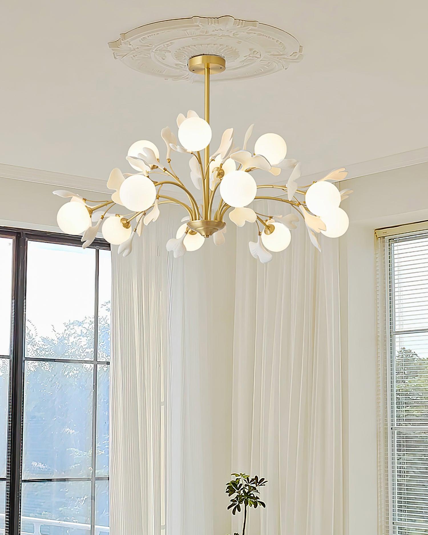 Gleam Chandelier en Verre Feuille de Ginkgo - Neutralighting