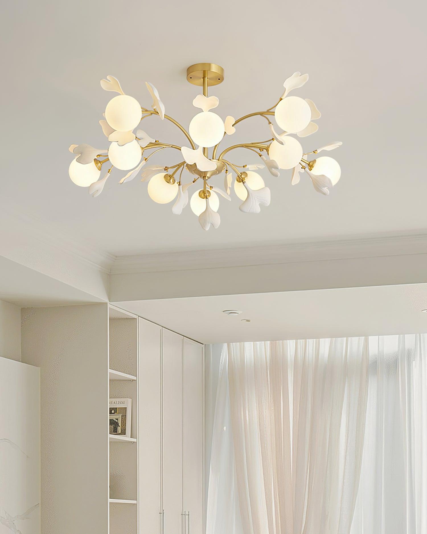 Gleam Chandelier en Verre Feuille de Ginkgo - Neutralighting