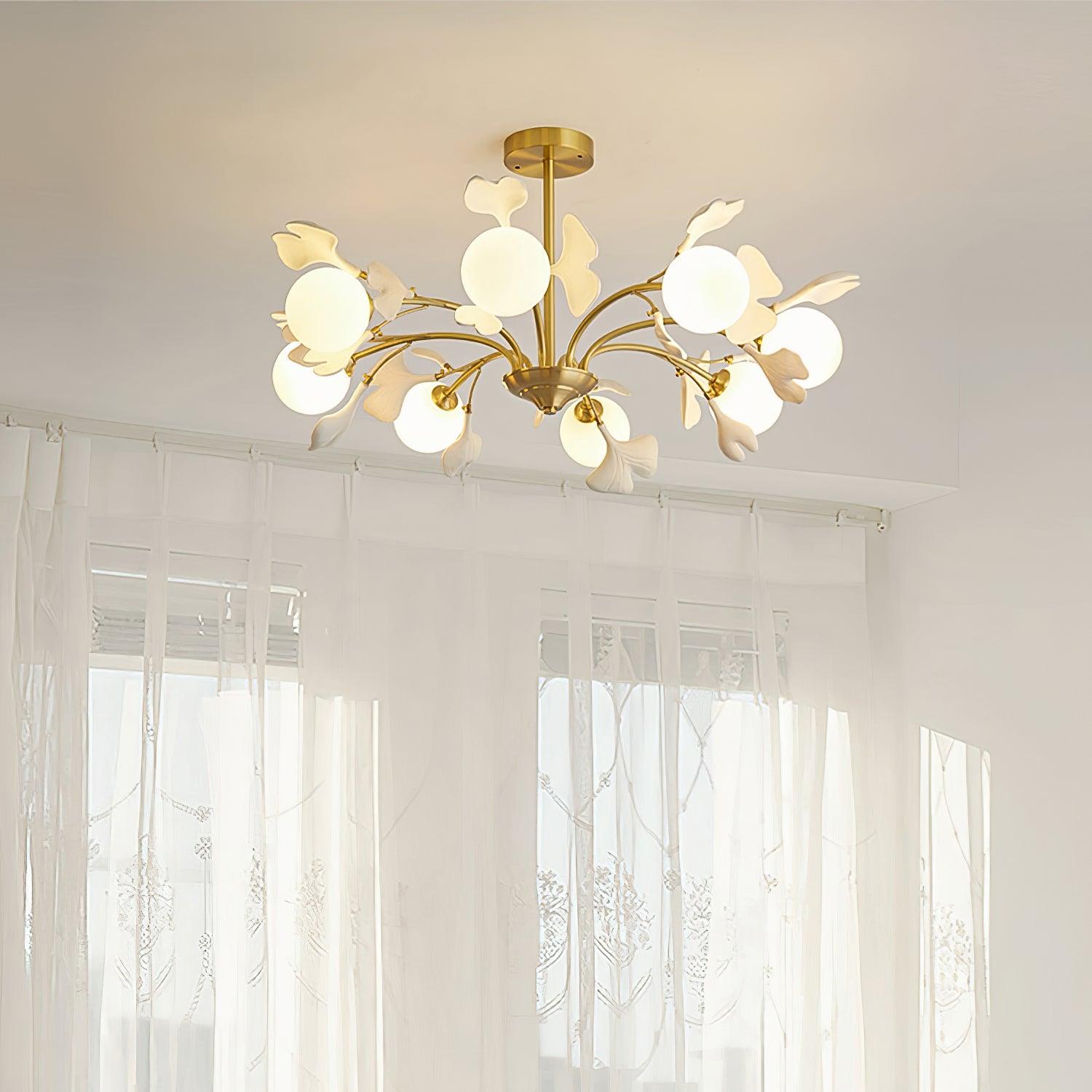 Gleam Chandelier en Verre Feuille de Ginkgo - Neutralighting