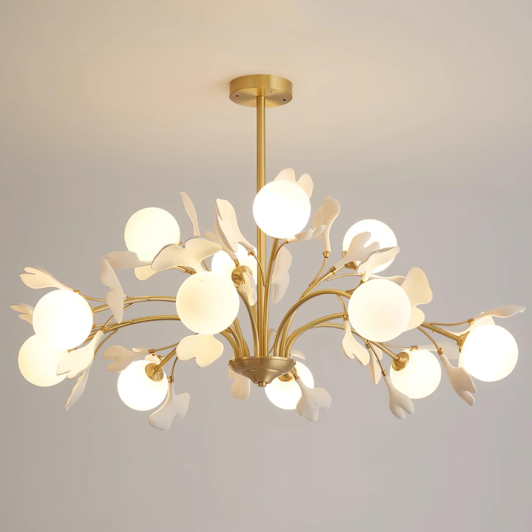 Gleam Chandelier en Verre Feuille de Ginkgo - Neutralighting