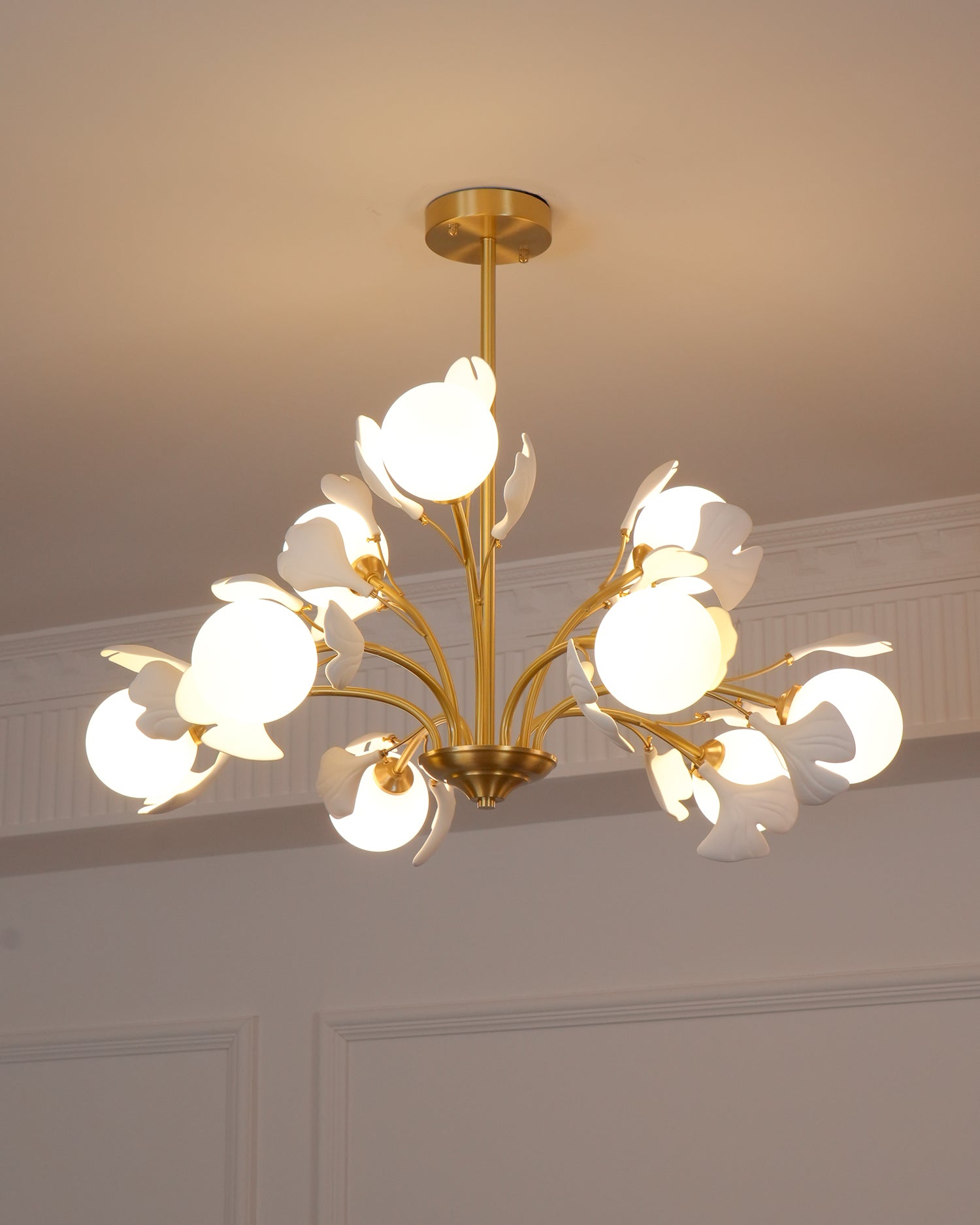 Gleam Chandelier en Verre Feuille de Ginkgo - Neutralighting