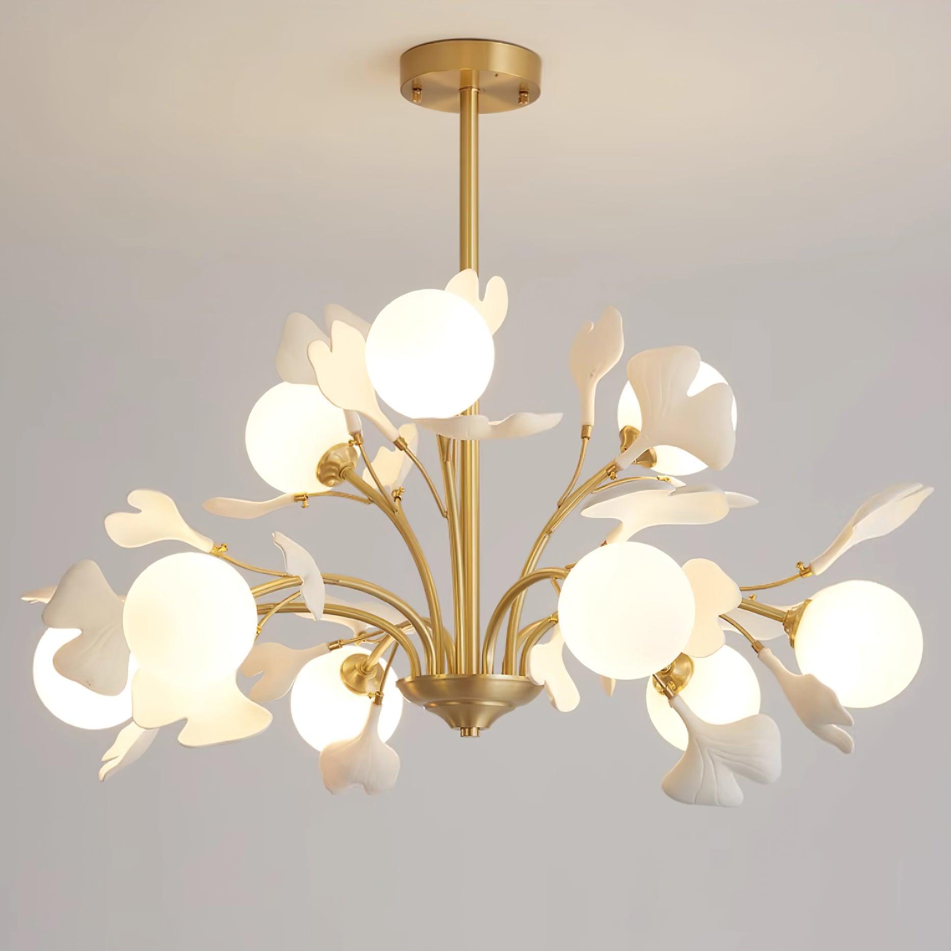 Gleam Chandelier en Verre Feuille de Ginkgo - Neutralighting