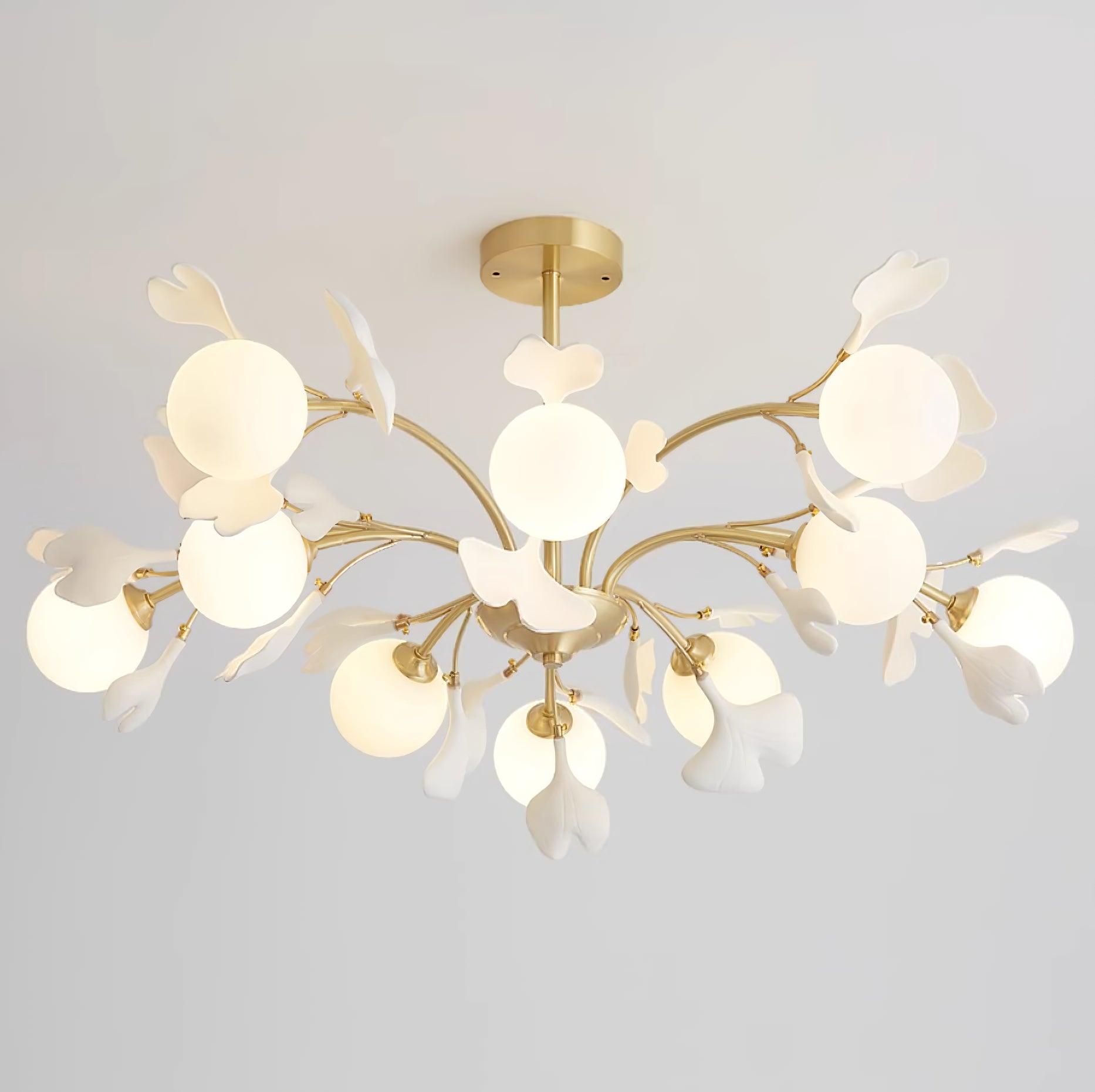 Gleam Chandelier en Verre Feuille de Ginkgo - Neutralighting