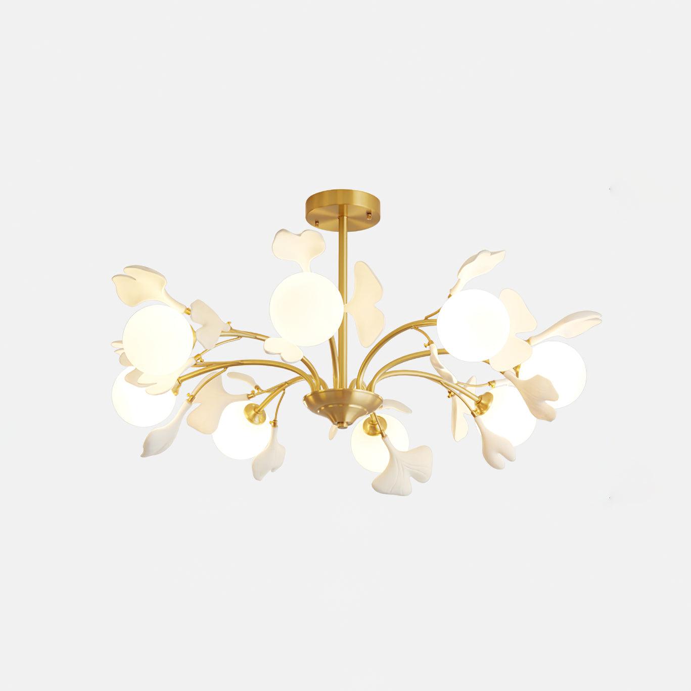 Gleam Chandelier en Verre Feuille de Ginkgo - Neutralighting