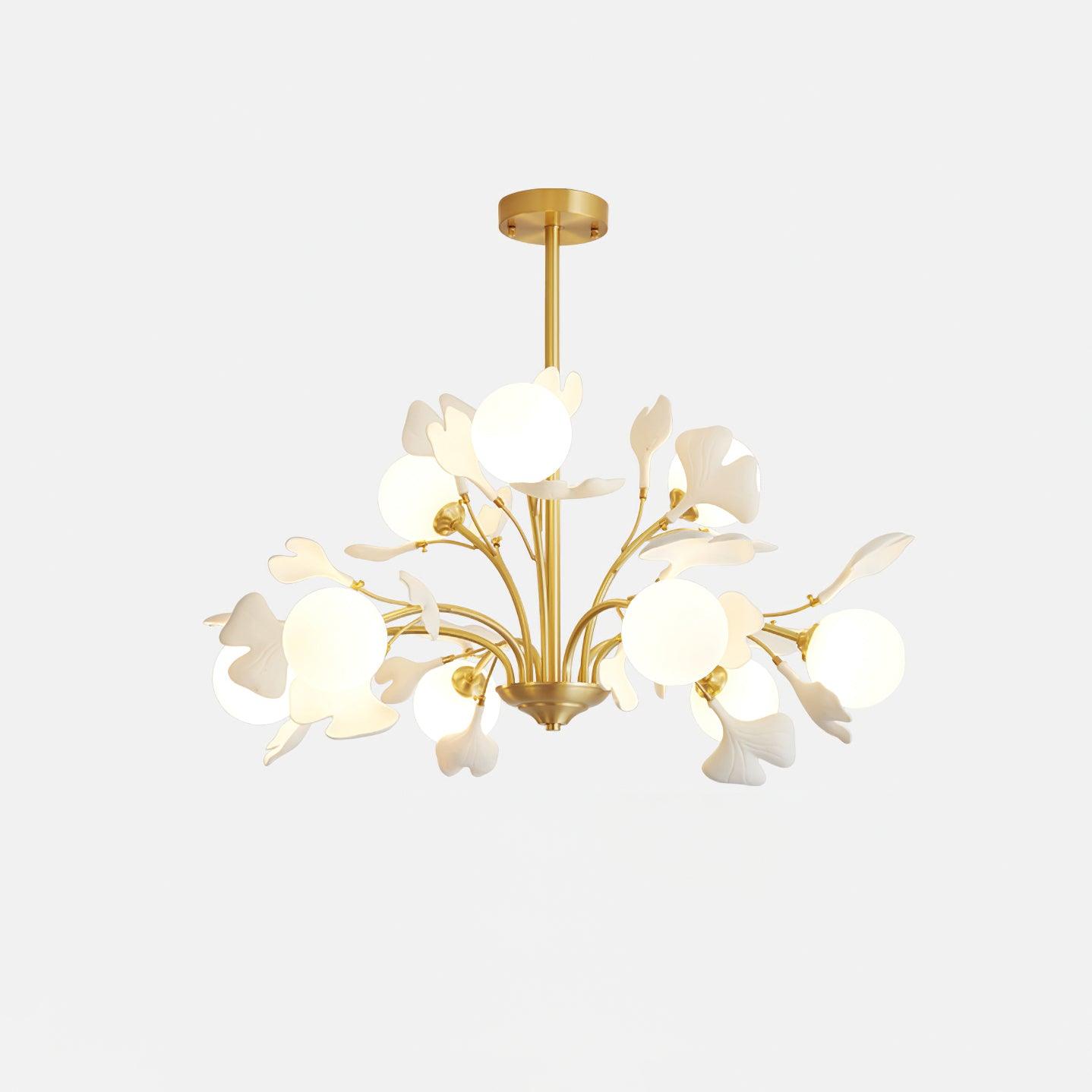 Gleam Chandelier en Verre Feuille de Ginkgo - Neutralighting