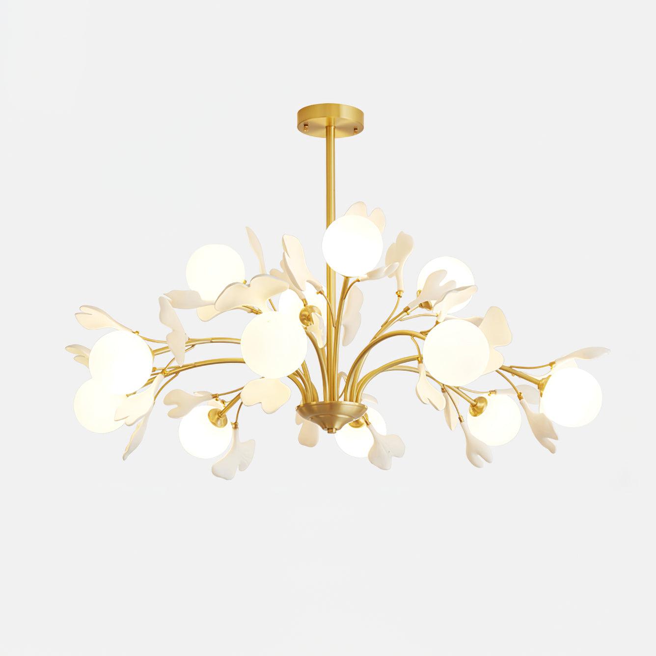 Gleam Chandelier en Verre Feuille de Ginkgo - Neutralighting
