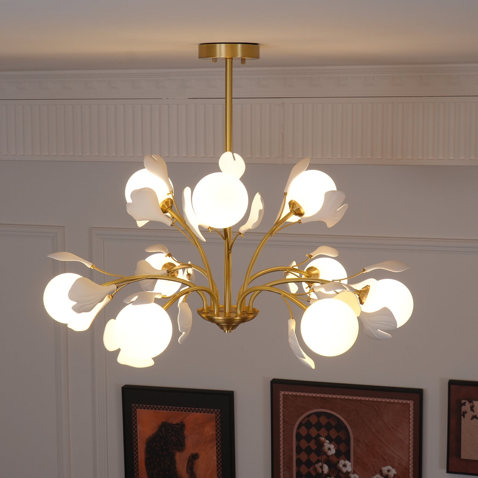 Gleam Chandelier en Verre Feuille de Ginkgo - Neutralighting