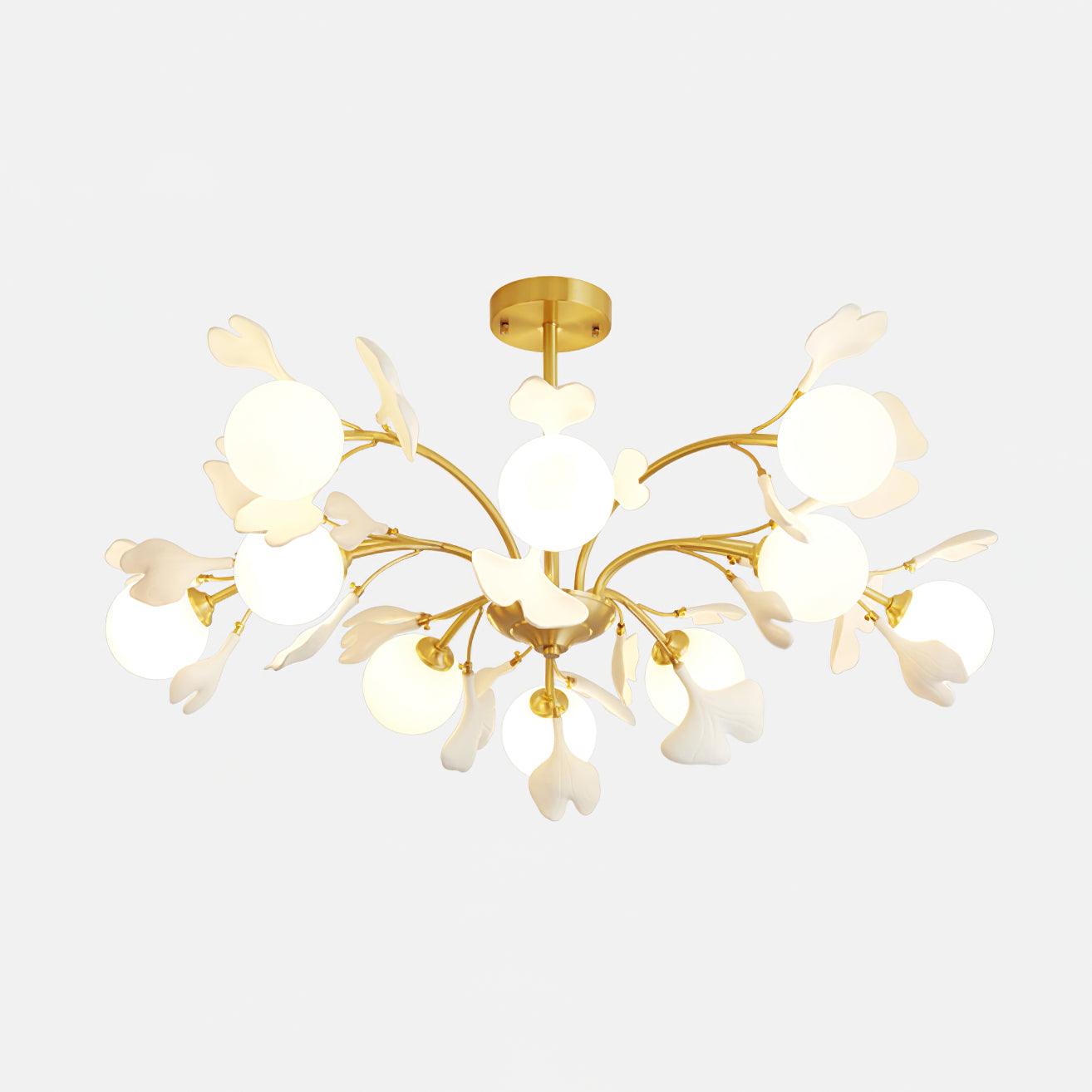 Gleam Chandelier en Verre Feuille de Ginkgo - Neutralighting