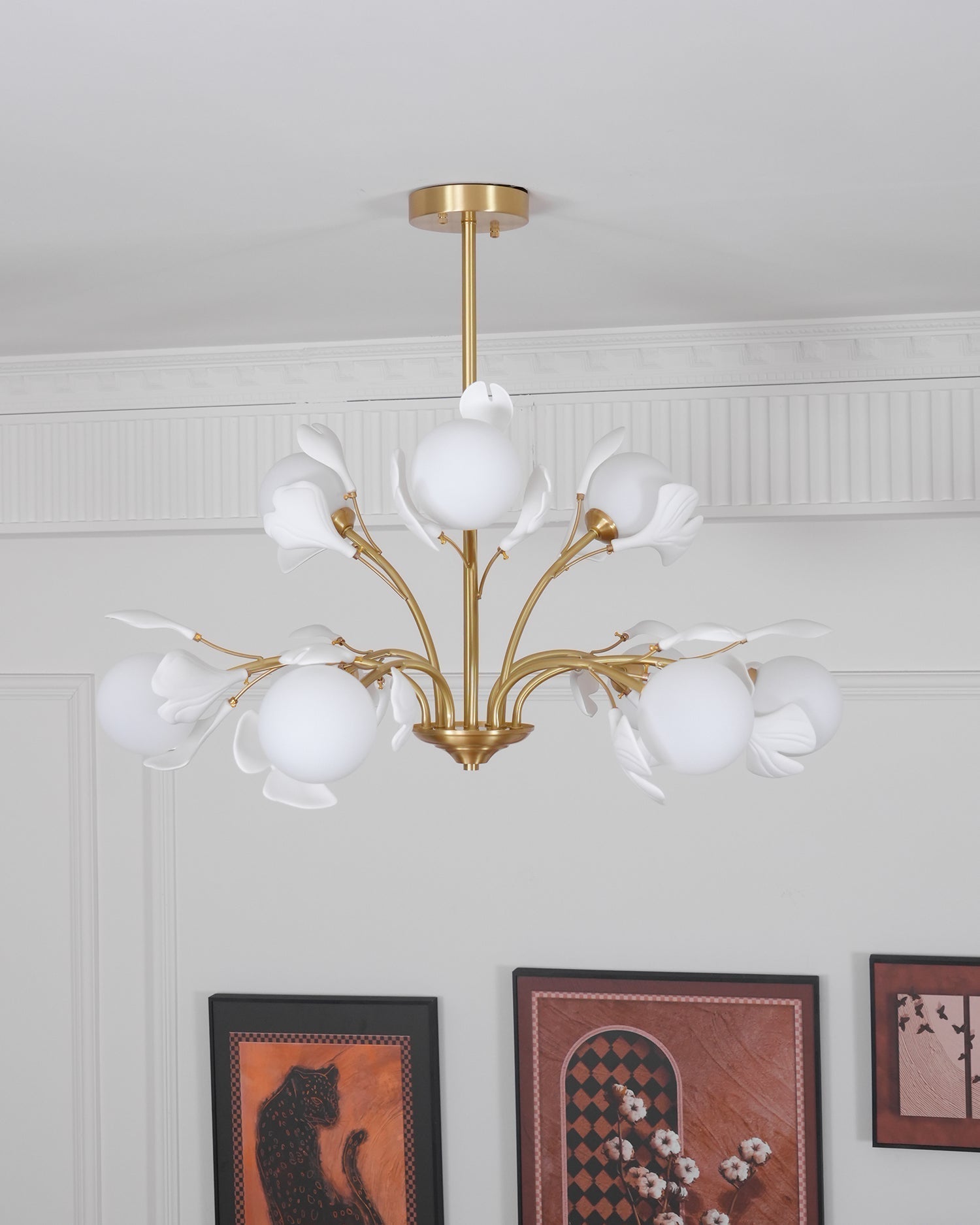 Gleam Chandelier en Verre Feuille de Ginkgo - Neutralighting